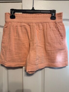 LOFT Peach Cotton Gauze High-Waist Shorts